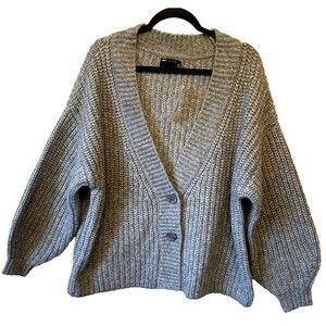 ASOS Design Women's Boxy Knit Cardigan Gray Size US:14